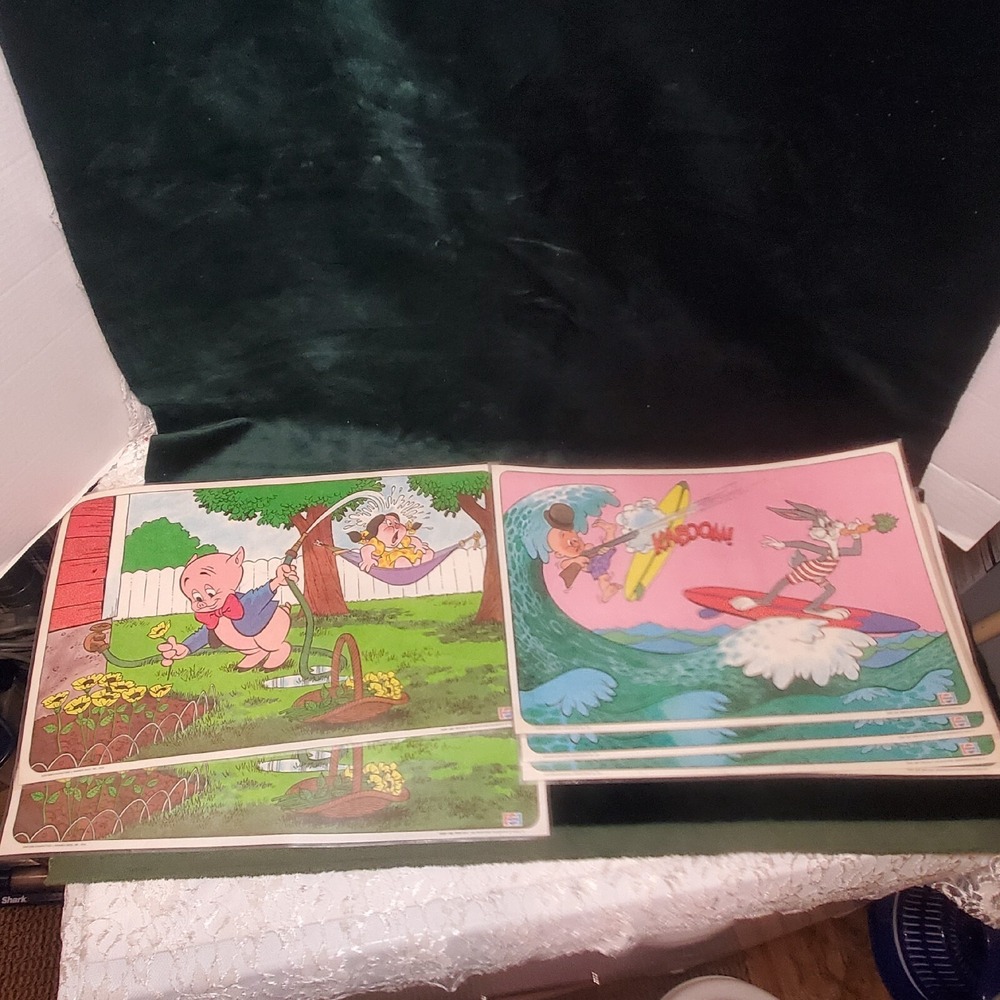 Vintage 1976 Pepsi Looney Tunes 6 Placemats Warner Bros Porky Penelope Bugs Fudd